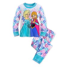 Disney Store Frozen Elsa Anna 2 PC Long Sleeve Tight Fit Pajama Set Girl Size 7