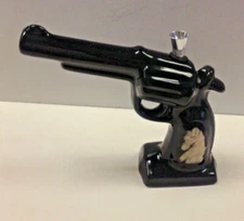 CERAMIC TOBACCO WATER PIPE HAND GRIP GUN HANDGUN PISTOL REVOLVER COLT BLACK