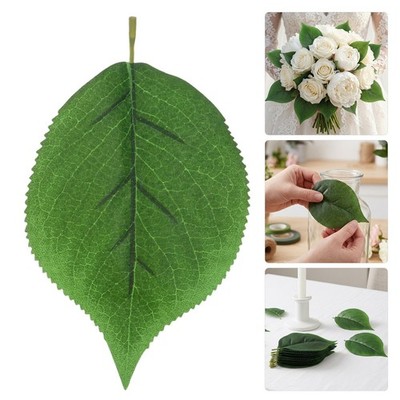 100Pcs Realistic Texture Artificial Green Leaves for Floral Arrangements Decor