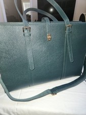 Laptop Bag Classic Slim Brief Dk. Green Pu Leather 15.6" Large Waterproof Tote