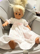 Vintage Baby Doll Blonde Hair Blue Eyes Floral Dress Collectible Doll