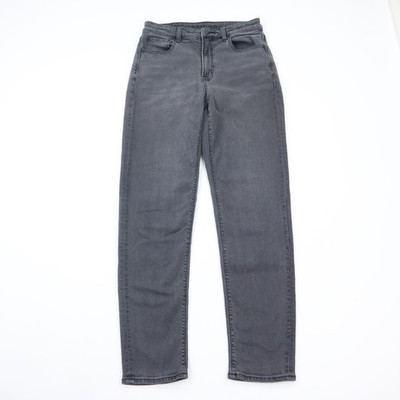 American Eagle Jeans Womens 6 Long Mom Jeans Stretch Black Mid Rise Denim