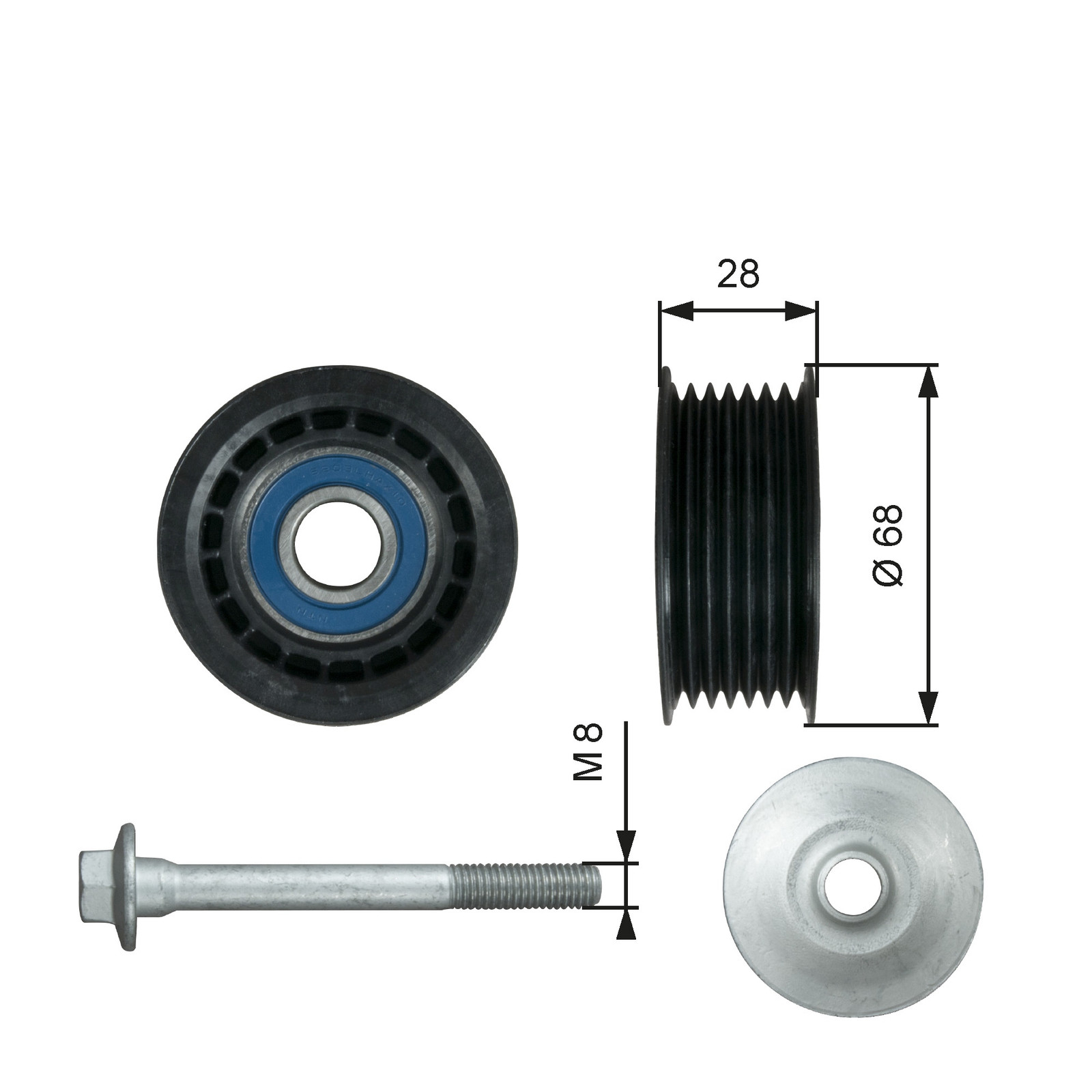 GATES T36731 Deflection/Guide Pulley, V-ribbed belt for MERCEDES-BENZ