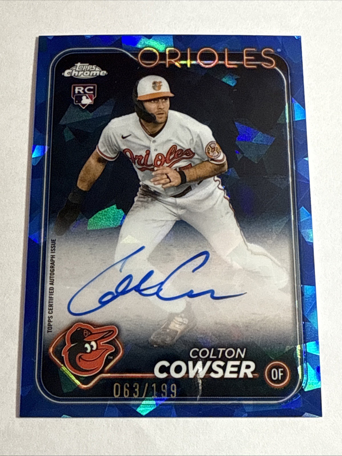 2024 Topps Chrome Sapphire Base Refractor Colton Cowser Rookie Auto 63/199 RC SP