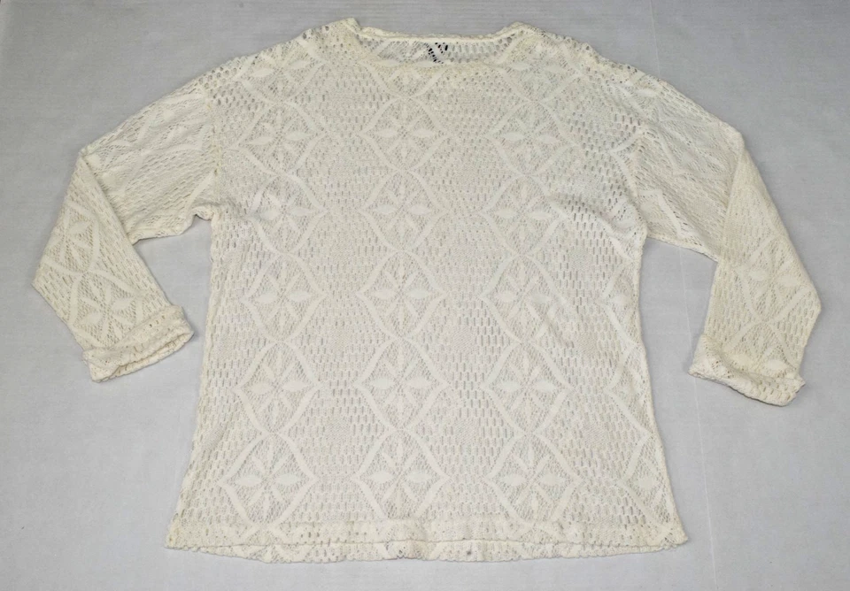 Suéter Vintage Jordache Concepts Talla L Años 80 Marfil Algodón Tejido Abierto Hecho en EE. UU. Foto 3 de 4