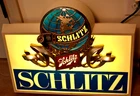 Vintage SCHLITZ Beer Lighted Bar Sign Light Up Globe Wall Plaque Union Works