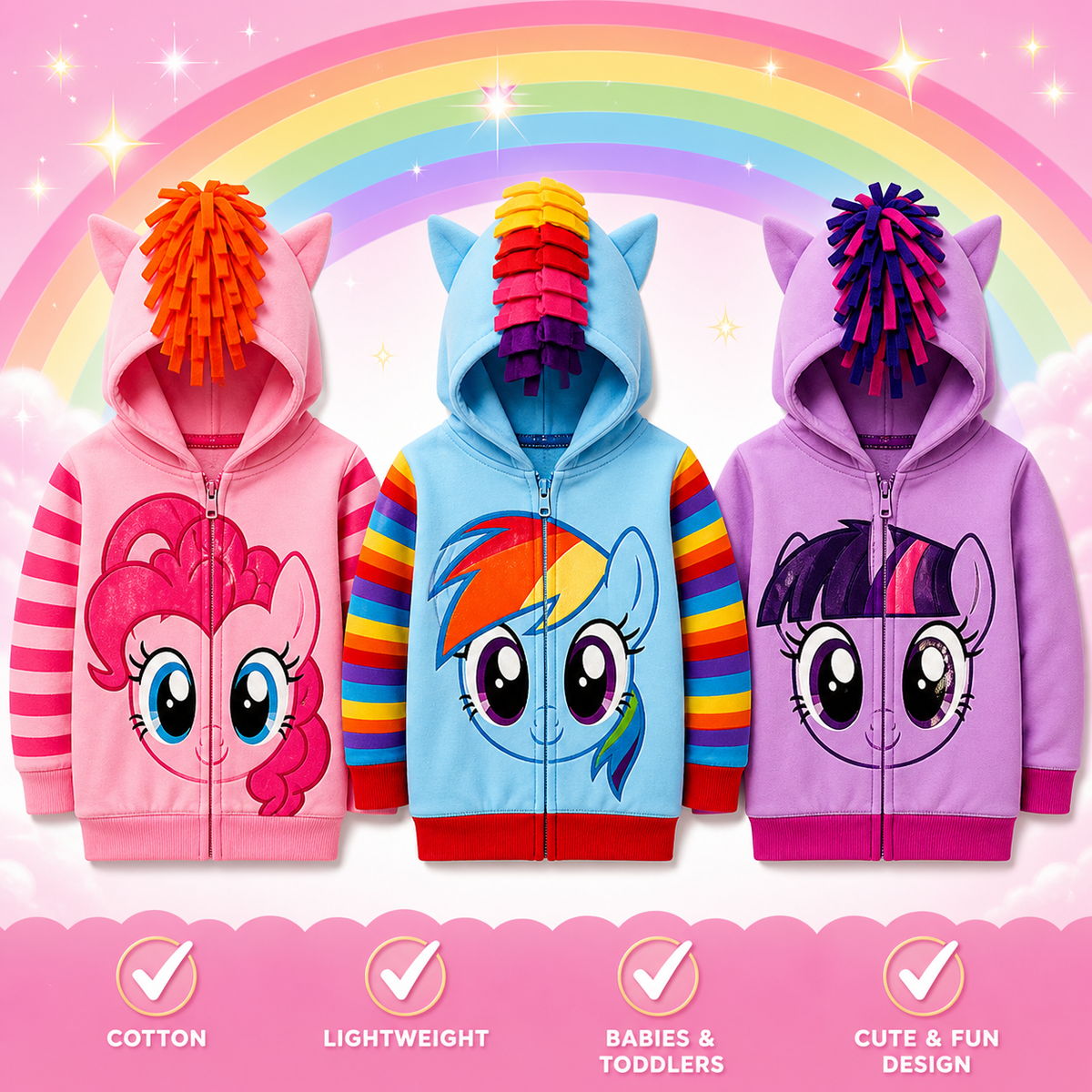 Baby Girl Pony Unicorn Hoodie Toddler Winter Jumper Child Hoodie Clothing  Gift