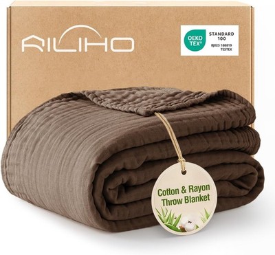 Cooling Muslin Blankets for Hot Sleepers,6-Layer Breathable Gauze Blanket,50''x60