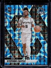 2024-25 Panini Mosaic Stephon Castle RC Reactive Blue Mosaic Rookie #236 Spurs