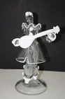 9 1/2" Vintage Murano clear glass Clown Holding a mandolin