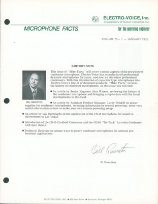 1975 Electro-Voice Microphone Facts Audiophile Audio Engineer Technical HiFi 