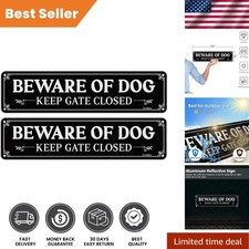 Quality Reflective Aluminum Dog Warning Signs 12x3 - Essential 2-Pack for Safety