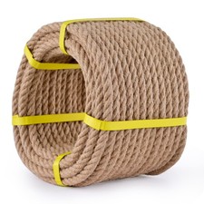 Jute Rope 1/2 Inch x 100Ft, Natural Hemp Rope, Thick Heavy Duty Twisted Cord for