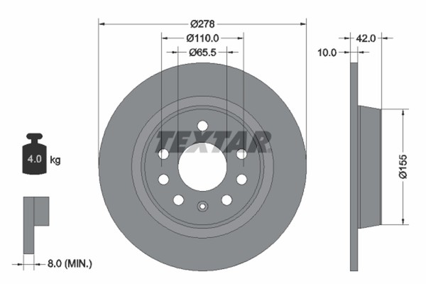 2X Bremsscheibe Pro Textar 92167603 FüR Zafira Opel Astra A04 A05 Family Gtc M75-image