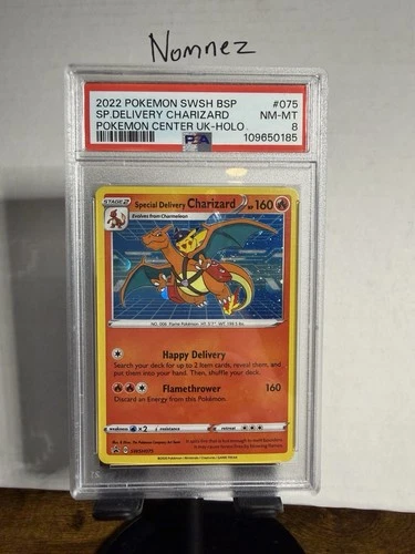 2022 POKEMON SWSH BLACK STAR PROMO #075 SPECIAL DELIVERY CHARIZARD-HOLO PSA 8