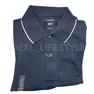UNIQLO JW ANDERSON DRY Pique Polo Shirt S-4XL White Navy Tipping