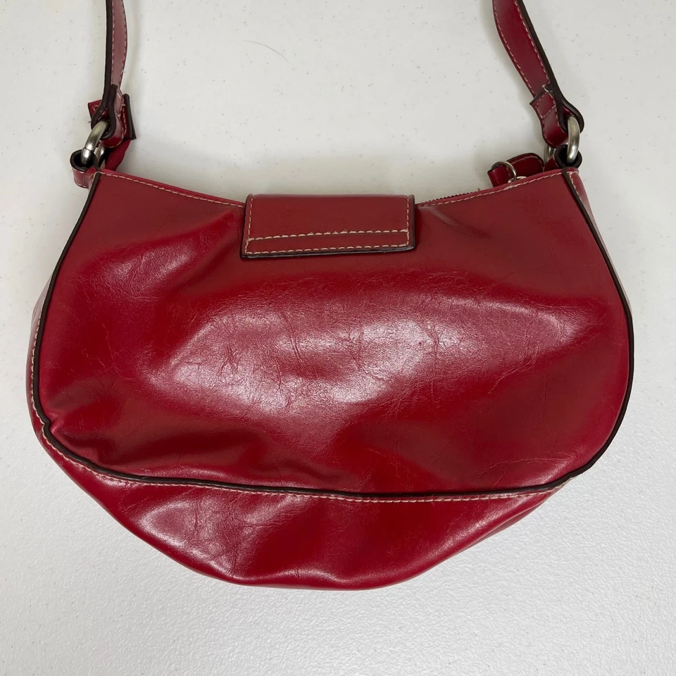 Vtg Apt 9 Red Vegan Leather Shoulder Bag Y2K Mini Purse Small Handbag Baguette - Image 4 of 4