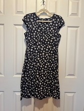 Toad & Co Dress Womens M Blue Floral Rosemarie Cap Sleeve V Neck Knee Length