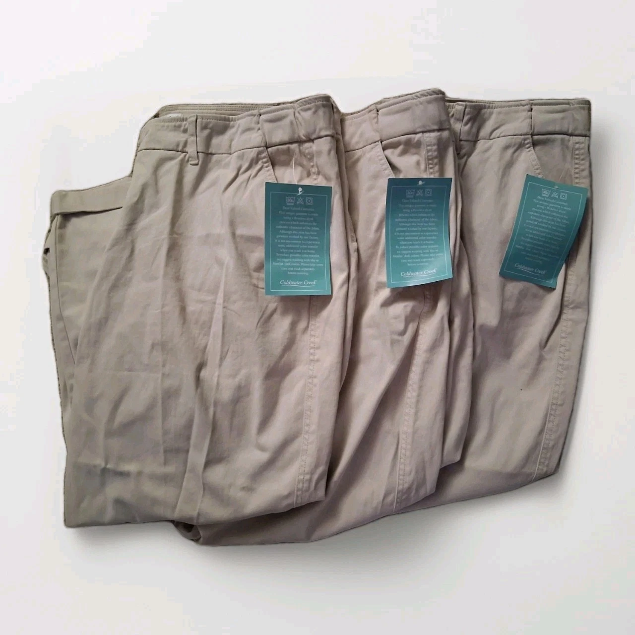 Coldwater Creek Lot Of 3 Womens Crop Pants Sz 20W Biege High Waist Wide Leg NWT