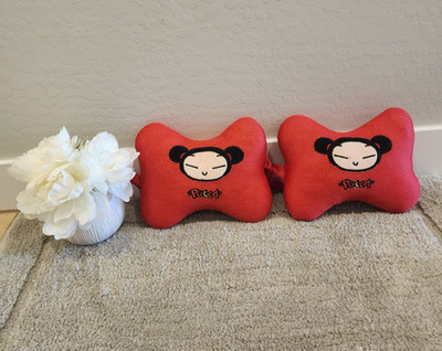 Vintage Pucca Character Travel Pillow with Carry Handle~RARE SET OF 2!