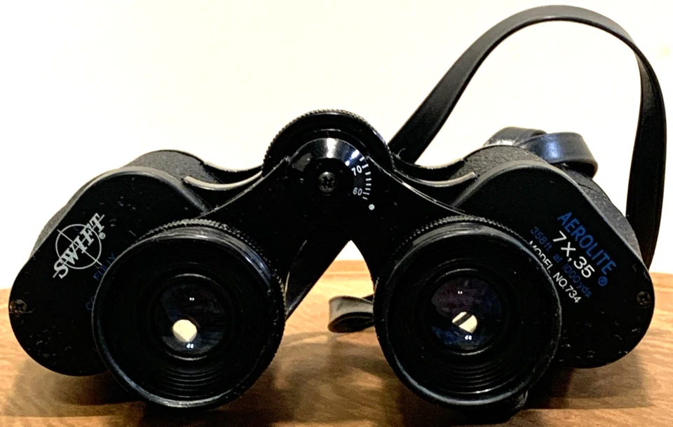 Vintage Swift Aerolite Binoculars 7x35 Coated Optics Model 734 with Case - Image 3 of 4