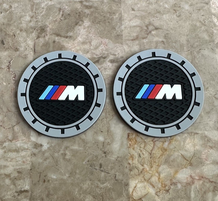 2 pcs Car Cup Holder Mat Pad Silicone Coasters for BMW  M series Black 2.75"