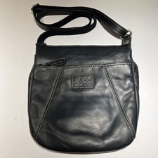 Vintage Fossil Black Leather Crossbody/ Shoulder Bag adjustable Strap 10x10x2