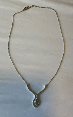 Karis White Diamond Accent Necklace 18'' In Platinum Bond And Stainless Steel