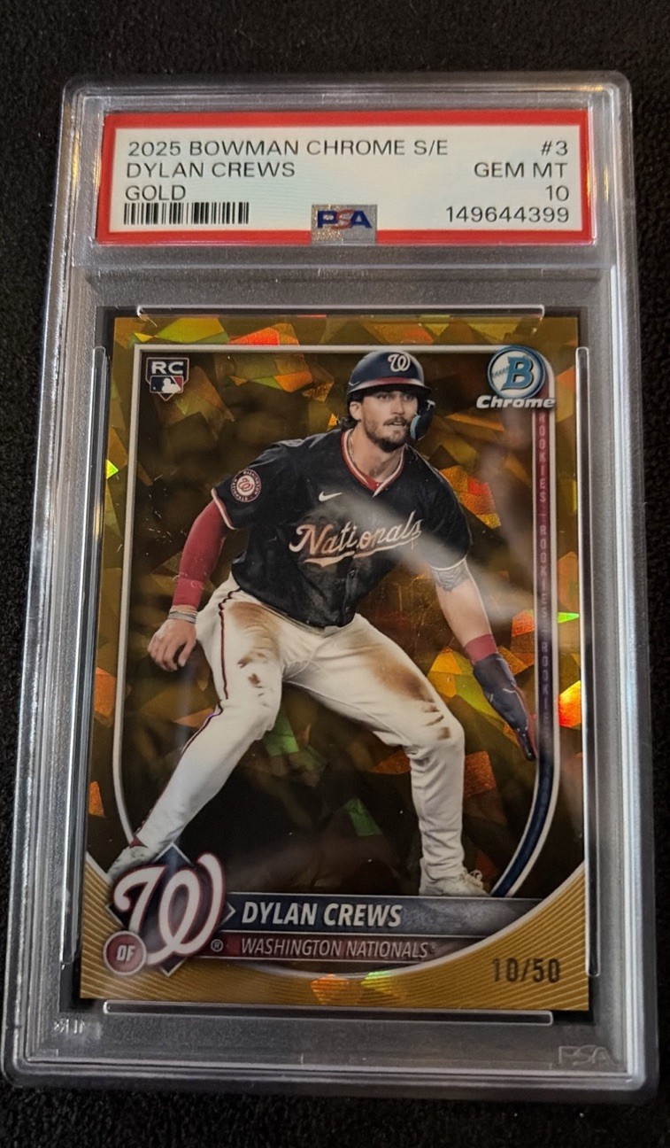 2025 Bowman Chrome Sapphire Edition #3 Dylan Crews Gold Refractor 35/50 PSA 10