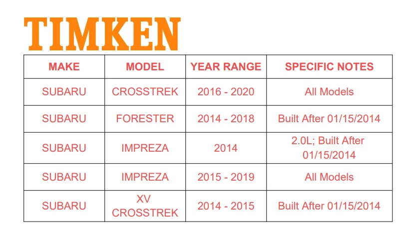 Timken Front Wheel Bearings & Hub for 2014 2015 Subaru Impreza XV Crosstrek 2pcs - Image 2 of 4