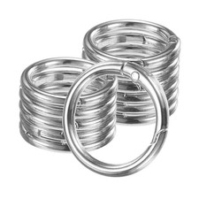 12-Pack Metal Spring O Rings, 1" Zinc Alloy Keyring Silver Electroplating