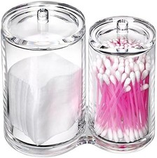 Clear Acrylic Cotton Swab Holder Preminm Quality Round Container Cotton Pad