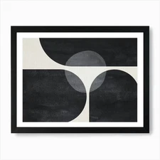 Black and white Mid-century Modern  Framed Wall Art Poster Canvas Print Picture