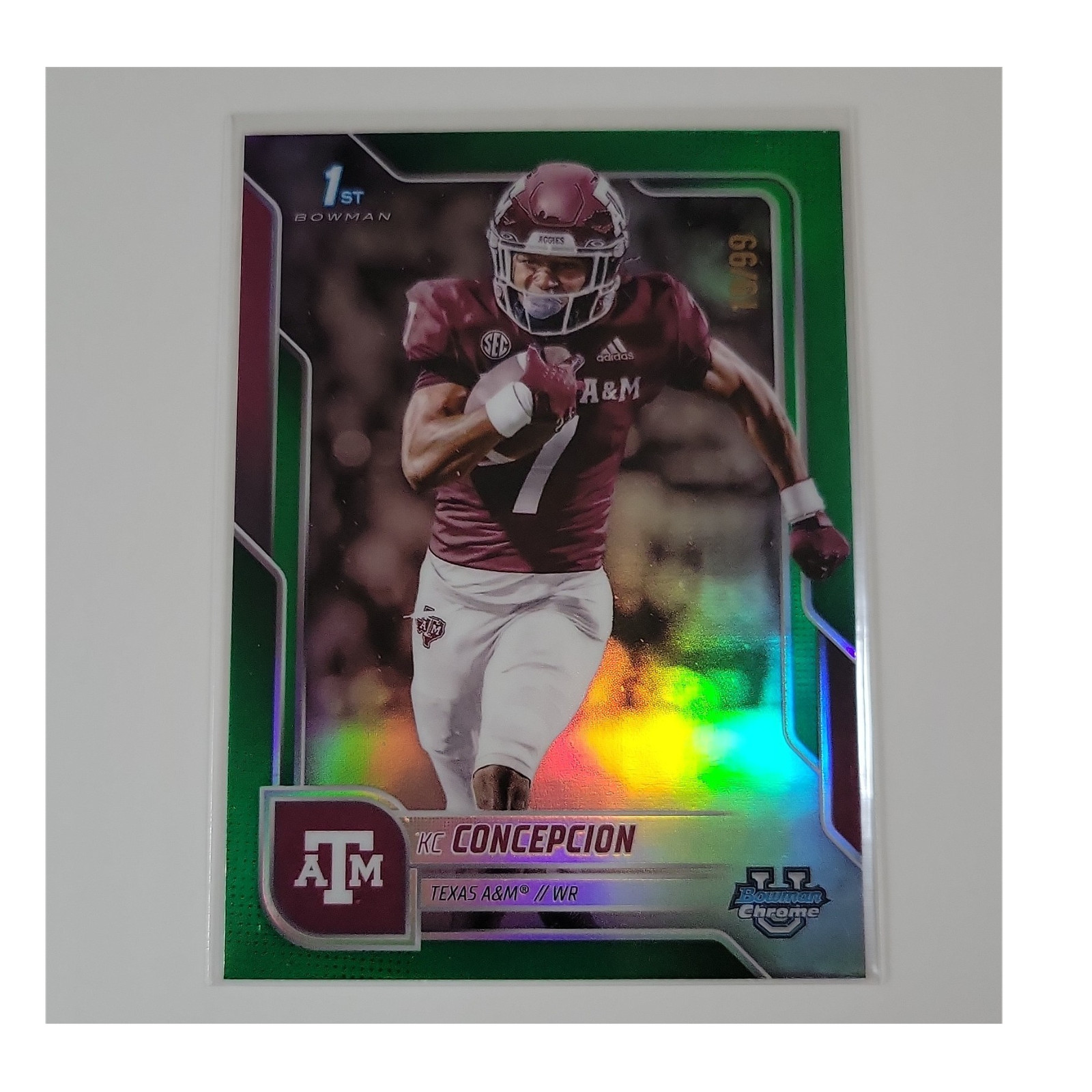 🏈🔥2025 Bowman Chrome KC Concepcion Green Refractor 1st Bowman /99 Texas A&M