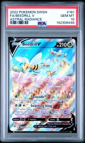 2022 POKEMON SWORD & SHIELD ASTRAL RADIANCE #161 FULL ART/BEEDRILL V PSA 10