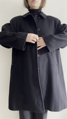 Burberrys ウールカシミヤ ロングコート 黒 Vintage Burberry's Black Wool Cashmere Trench Coat Single-Breasted