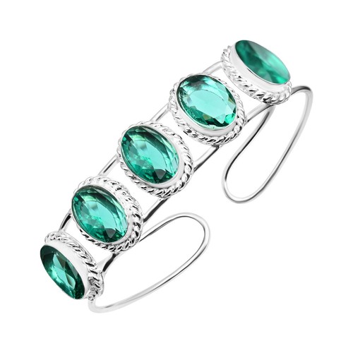 Indicolite Tourmaline Gemstone 925 Sterling Silver Cuff Bracelet Adjustable Gift - Picture 2 of 7