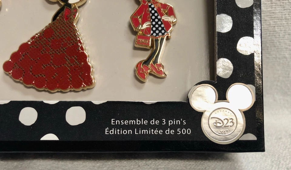 Disney Store Minnie Mouse Signature Boxed Pin Set 3 Pins D23 Expo 2017 LE 500 - Image 4 of 4