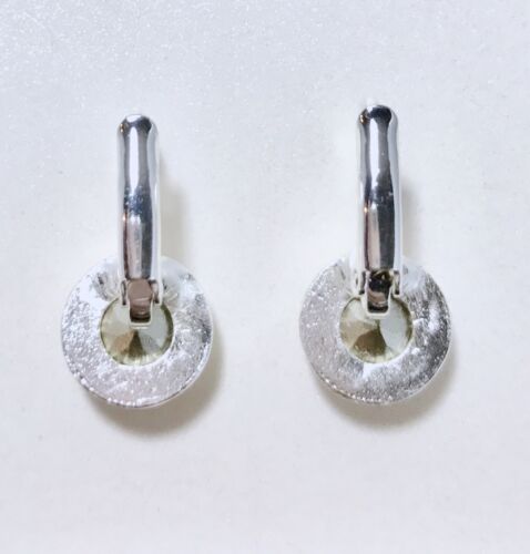 Crystal Leverback Earrings Silver Plate Fashion Made W/ Swarovski Golden Beige - Picture 4 of 5