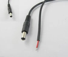 CCTV DC Power Plug Jack Connector 5.5x2.1mm Male Socket with Cord Cable 1m 100cm