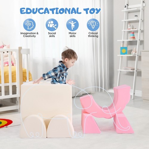 10 tlg Spielsofa Doppel Kindersofa Schlaffunktion Schaumstoffbausteine Modulsofa - Bild 5 von 8