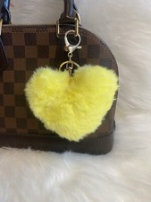Yellow Heart Pom Pom Keychain Bag Charm Purse Accessories Christmas Gift New
