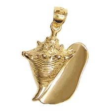 New 14k Yellow Gold Conch Shell Pendant