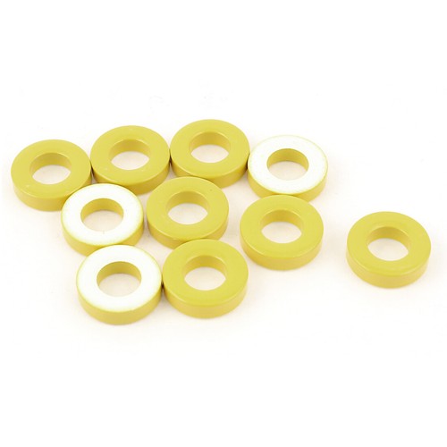 10 x Power Inductor Ferrite Ring Iron Toroidal Yellow White 18mm x 9mm x 5mm