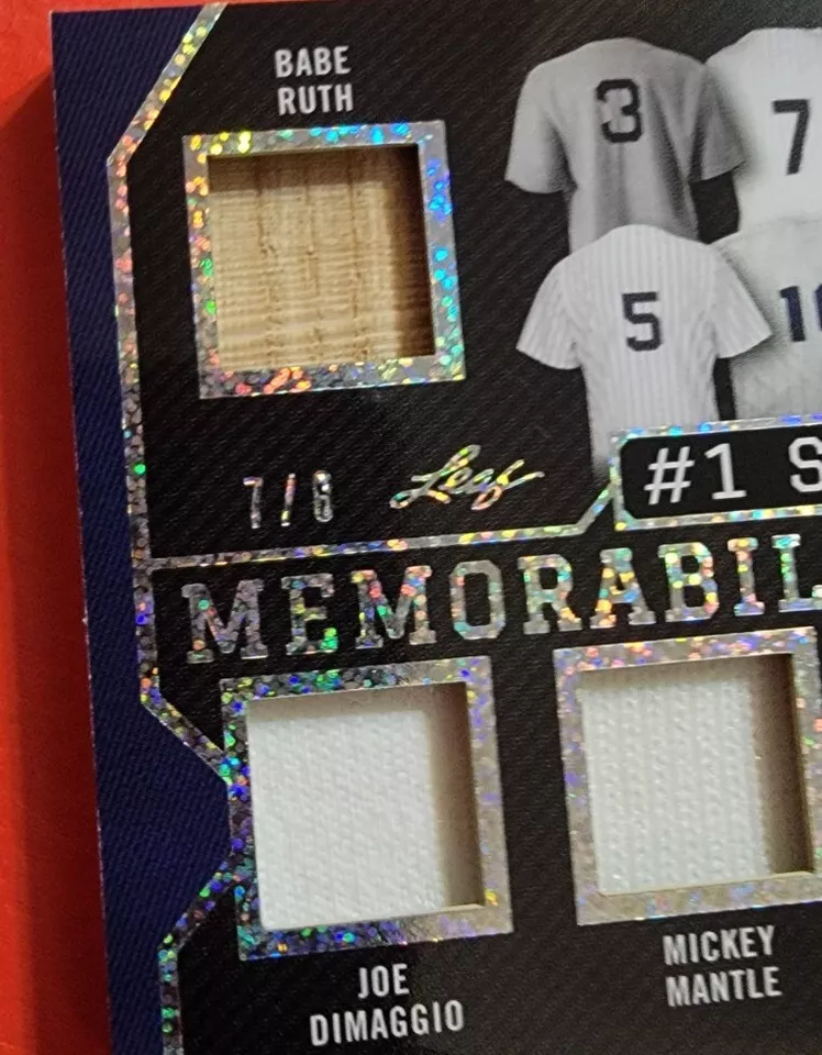 BABE RUTH Mickey Mantle DEREK JETER CAL RIPKEN 12 CAMISETA TARJETA DE MURCIÉLAGO #d7/8 1 DE 1? Foto 4 de 4