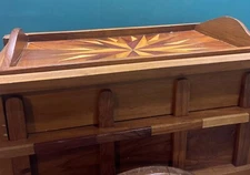 Handcrafted Wooden Bar Ox Cart Intricate Wood Inlay Marquetry