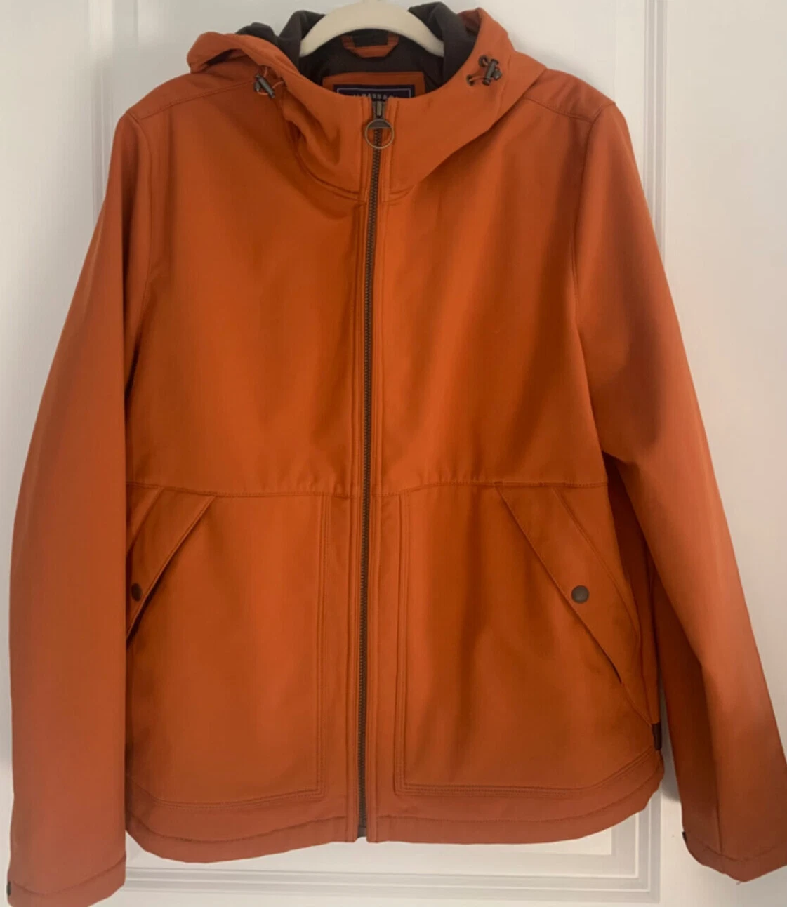 G.H. Bass Men's Size L Orange Hooded Softshell Jacket