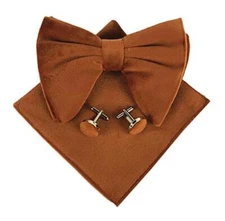 Mens Pre-Tied Oversized Bow Tie Tuxedo Velvet Bowtie One Size Caramel Brown
