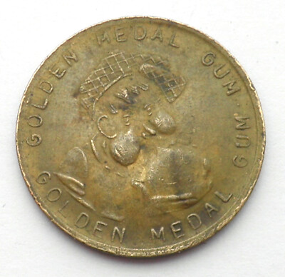 USA, MÉDAILLE D'OR GOMME DE LUTTE jeton années 1930 25 mm 5g laiton