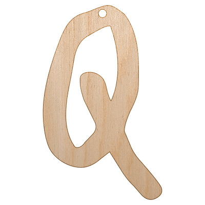 Letter Q Uppercase Felt Marker Font Unfinished Wood Christmas Tree DIY Ornament
